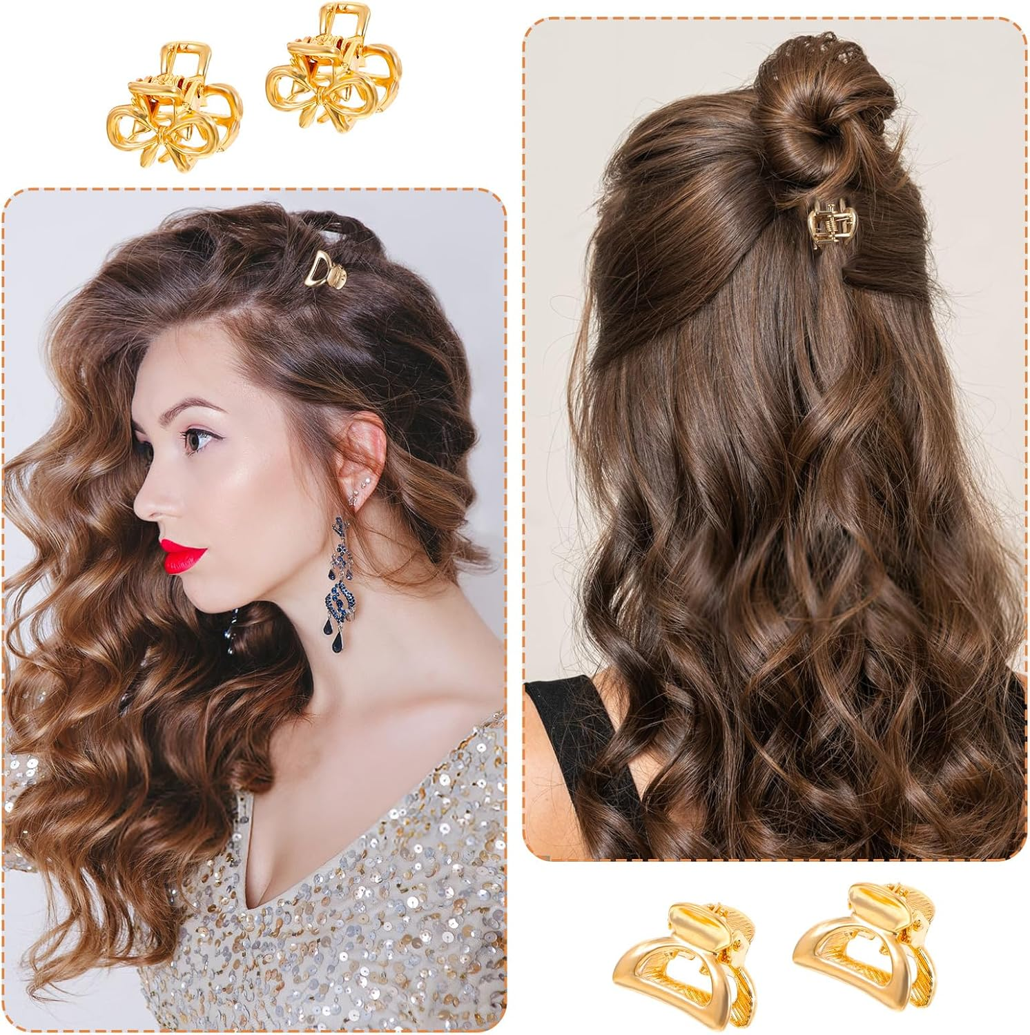 Pack of 12 Small Hair Clips Metal Mini Hair Clips Flowers Hair Clips Small Hair Clips Gold Small Hair Clips Women'S Small Non-Slip Short Hair Clip Small Hair Clips for Thin Hair image number 5