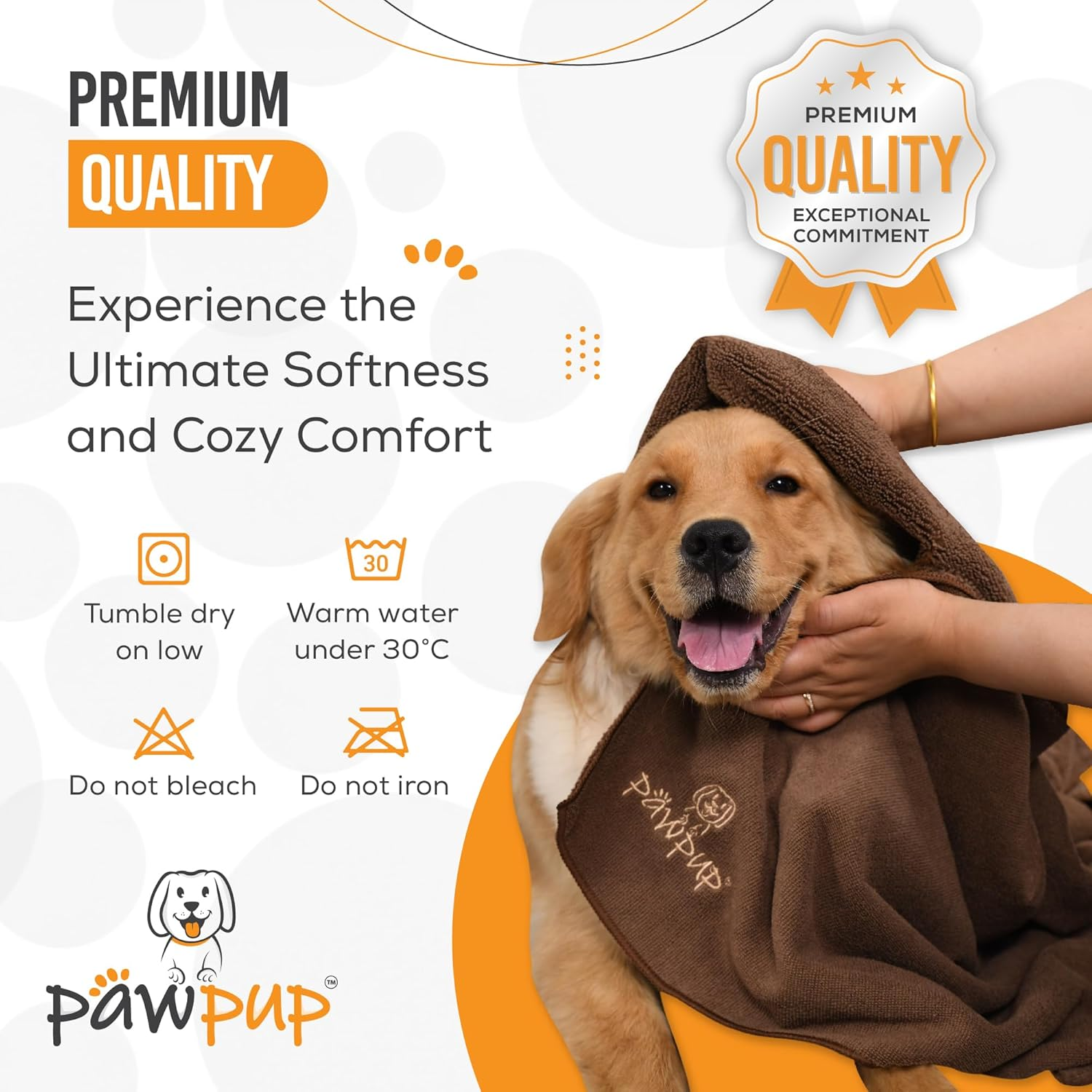 PAWPUP Dog Towel Super Absorbent - Pack of 2 - Quick Drying Super Soft Microfiber Pet Towel for Dogs, Cats and Other Pets (Brown and Grey)