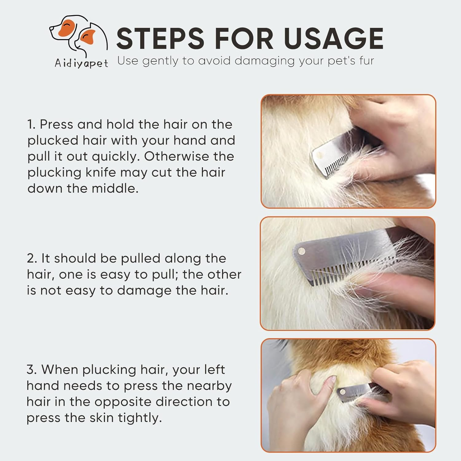 Dog Trimming Knife Stripping Knife Ergonomic Undercoat Top Hair Trim Knife Made of Hardened and Ground Stainless Steel with Ergonomically Shaped (Brown) image number 3