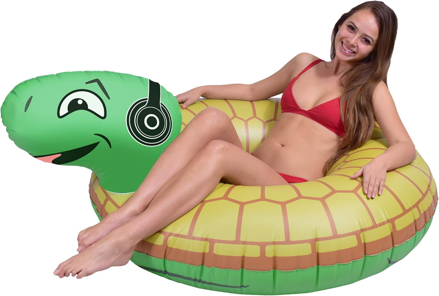 Gofloats Rockin&rsquo; Turtle Party Tube Inflatable Raft | Fun Pool Float for Adults and Kids image number 1