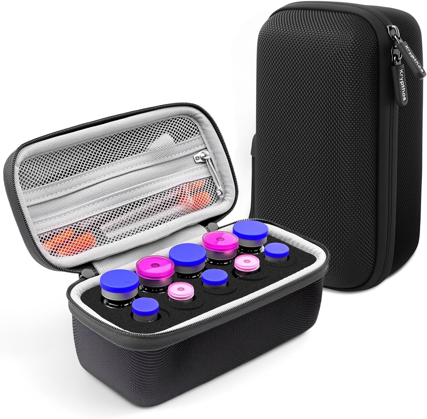 Krypthos Insulin Bottle Protective Case with 10 Compartments, Diabetic Organizer Bag, Standard Ml U-100 Bottles, Transport, Refrigerator Holder, Ice Free image number 1