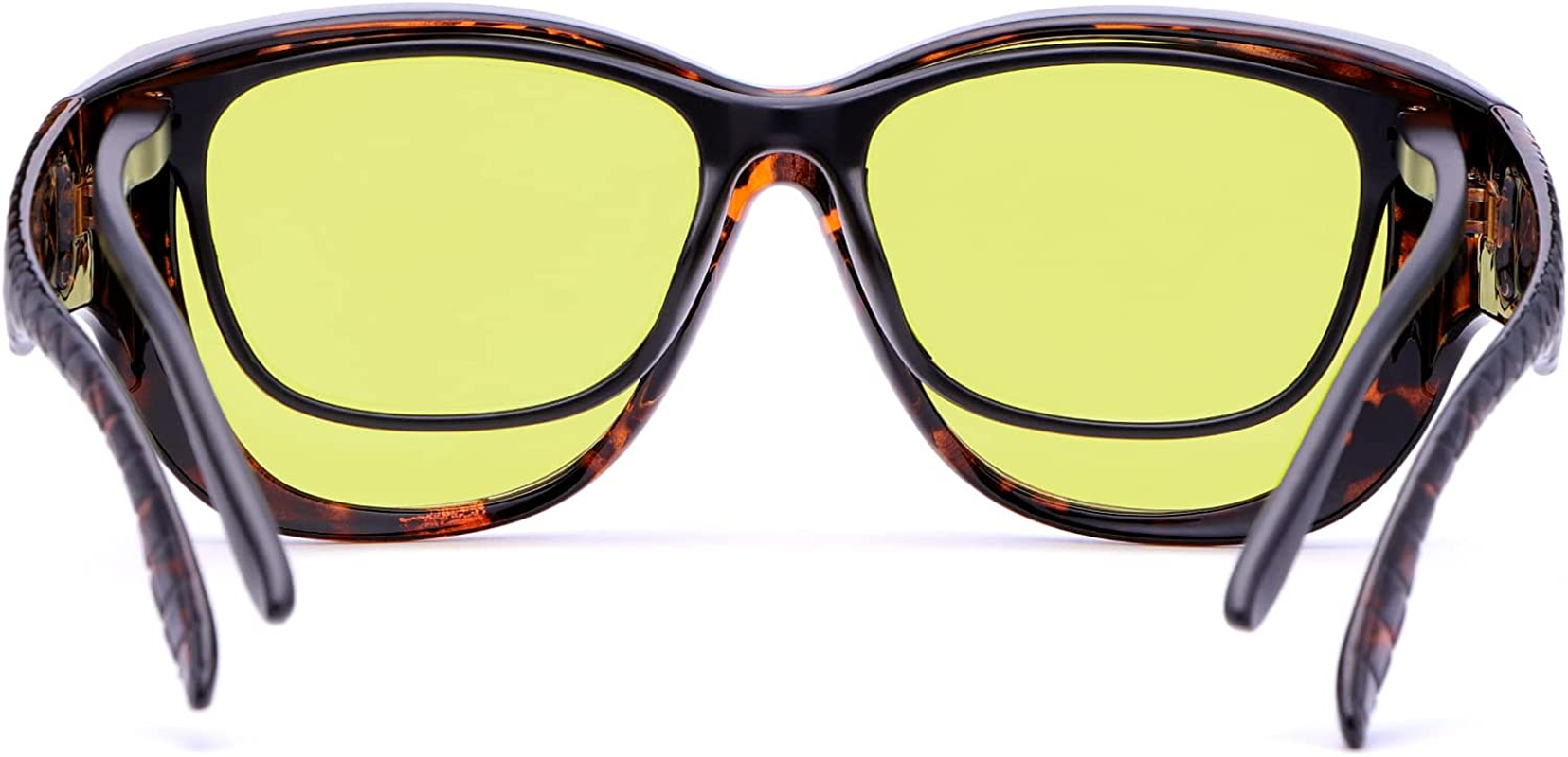 Night Driving Glasses Fit over  Glasses anti Glare Polarized, Wrap around Night Vision Glasses for Men and Women - Black Frame Yellow Lens image number 5