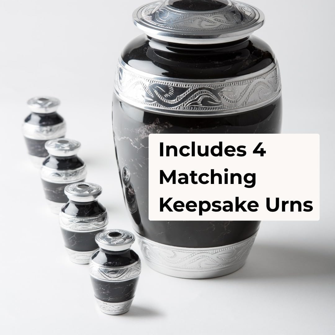 GR8 Great Keepsakes Black Marble Urn with 4 Small Urns for Cremation Ashes Keepsake - Urns for Adult Male, Urns for Human Ashes Adult Female, Decorative Urns, Urn, Cremation Urn Human Ashes, Urns image number 4