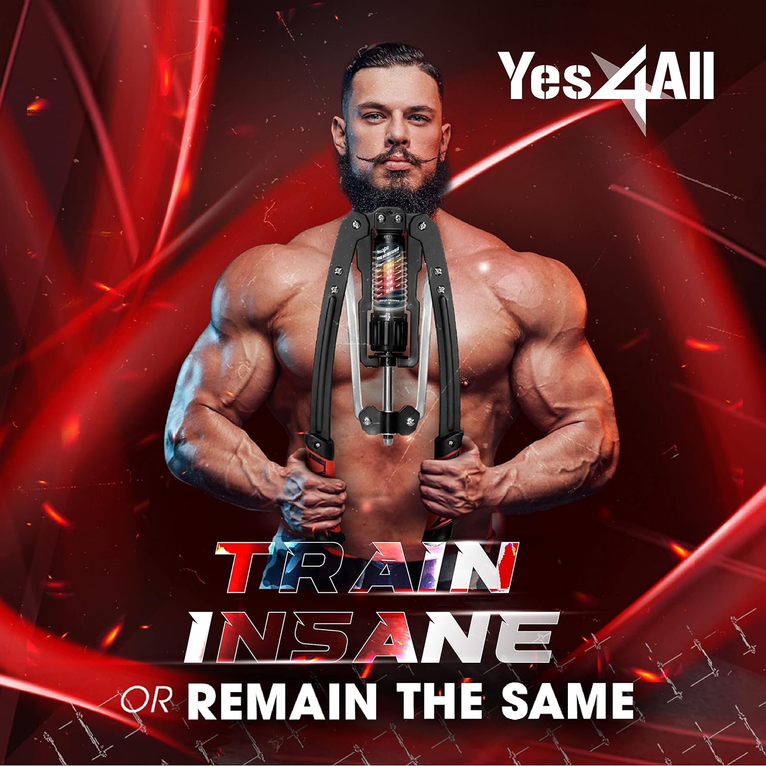 Yes4All Hydraulic Power Twister Bar 22-440 Lbs for Arm Exercise Equipment - Golden Ratio Triangle Structure, Adjustable Knot, Non-Slip PU Handles, Storage Lock image number 1