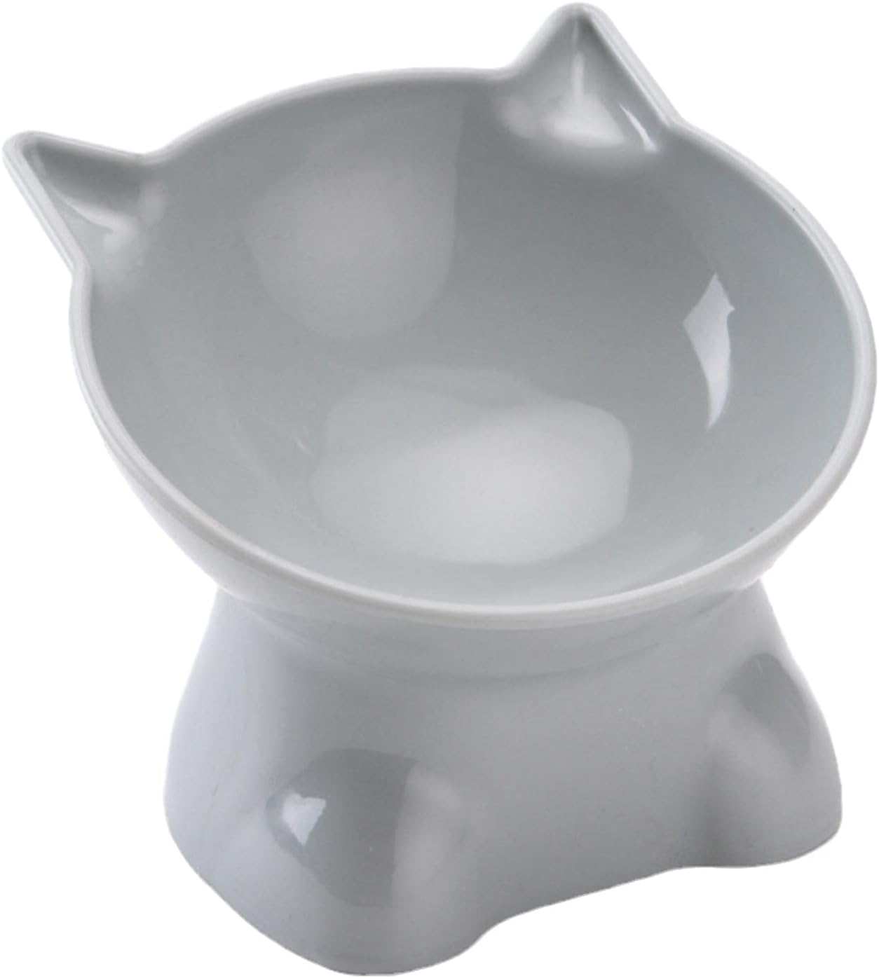 Scandinavian Style Pet Bowl to Protect the Cervical Vertebrae Kneeling High Cat Bowl Plastic Double Ear Slant Mouth Cat Food Bowl Dog Bowl-Blue Gray image number 1