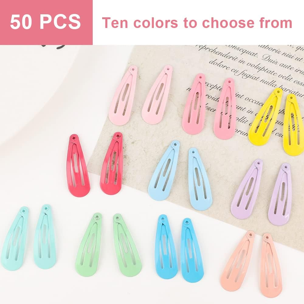 JINSION Girls' Hair Clips, Pack of 50 Baby Hair Clips, Colourful Hair Clips, Women'S Metal Snap Hair Clips in Candy Colour, Children'S Hair Accessories, Small for Hair Clip, Birthday Party Gift