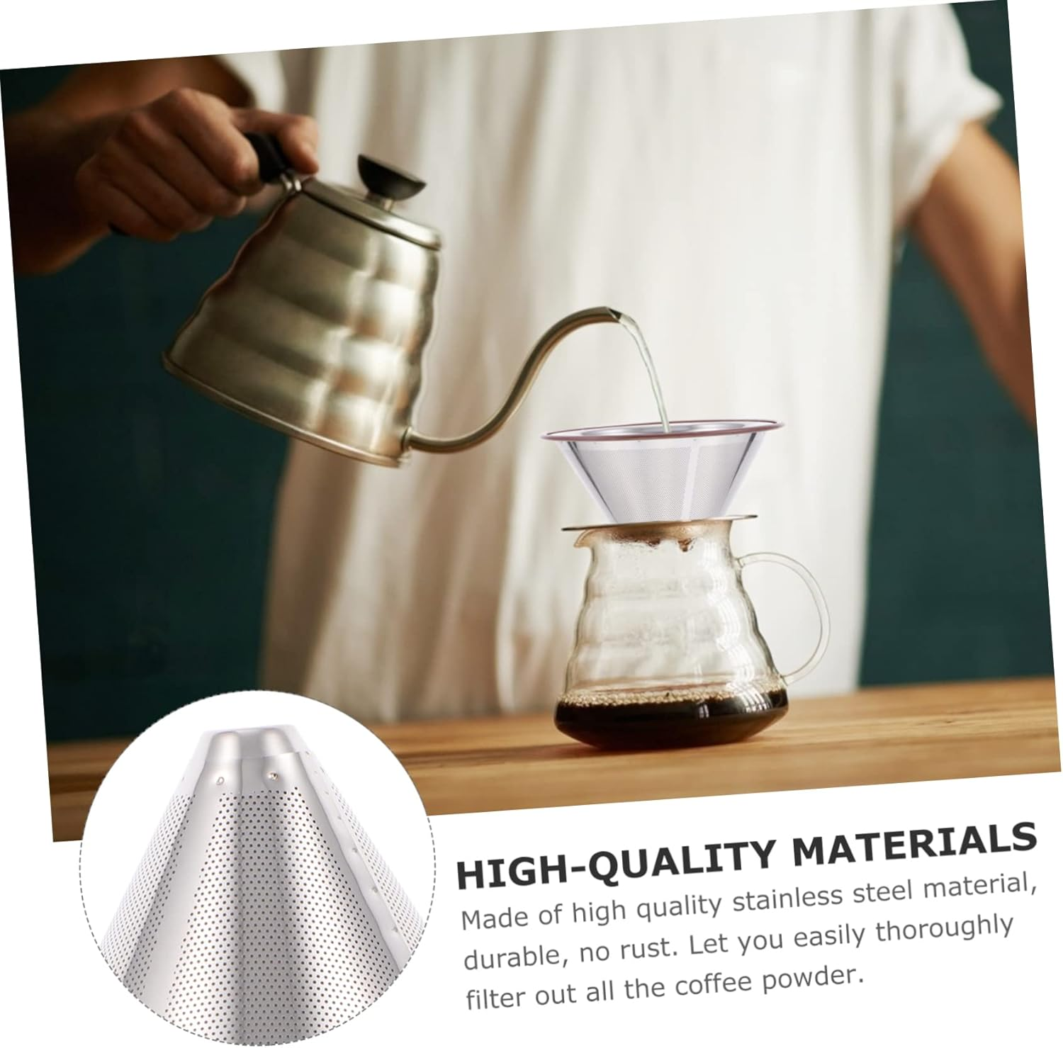 ARTIBETTER 2Pcs Stainless Steel Dripper Handheld Filter Cup for Tea Slag for Coffee Accessories and Espresso Brewing image number 3