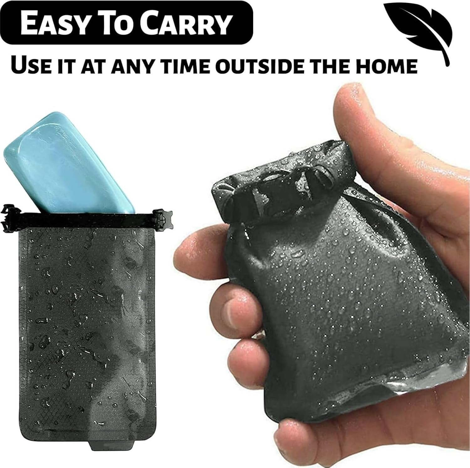 Soap Bag for Shower,Shampoo Bar Holder with Mesh Net | Waterproof Leak-Proof Gym Bathing Accessories for Swimming Travel Vacation Camping Holiday Packaging - Black image number 6