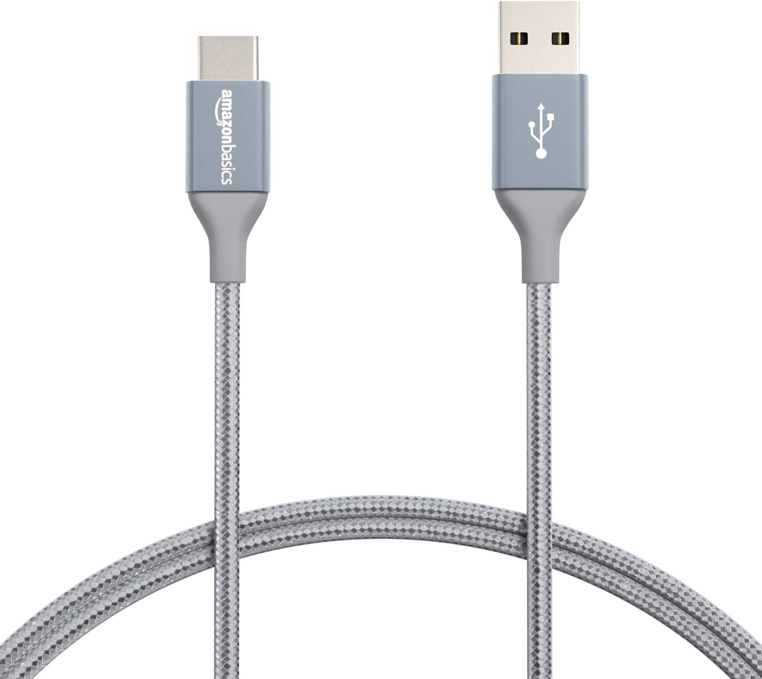 Amazon Basics Double Braided Nylon USB-C to USB-A 2.0 Fast Charging Cable, 3A - 0.9 M, Dark Gray image number 3