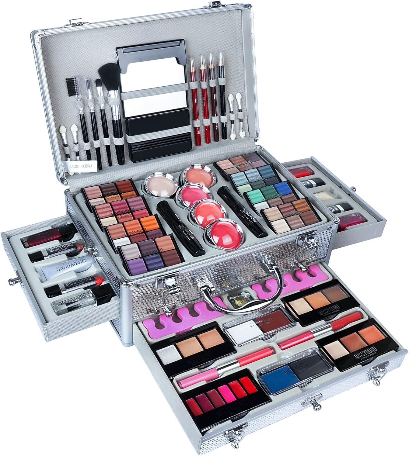 Joyeee All-In-One Makeup Gift Set - Travel Kit Complete Starter Bundle with Blushes, Lipstick, Concealer, Lipgloss, Powder, Eyeshadow Palette for Teen Girls & Adults #11 image number 6