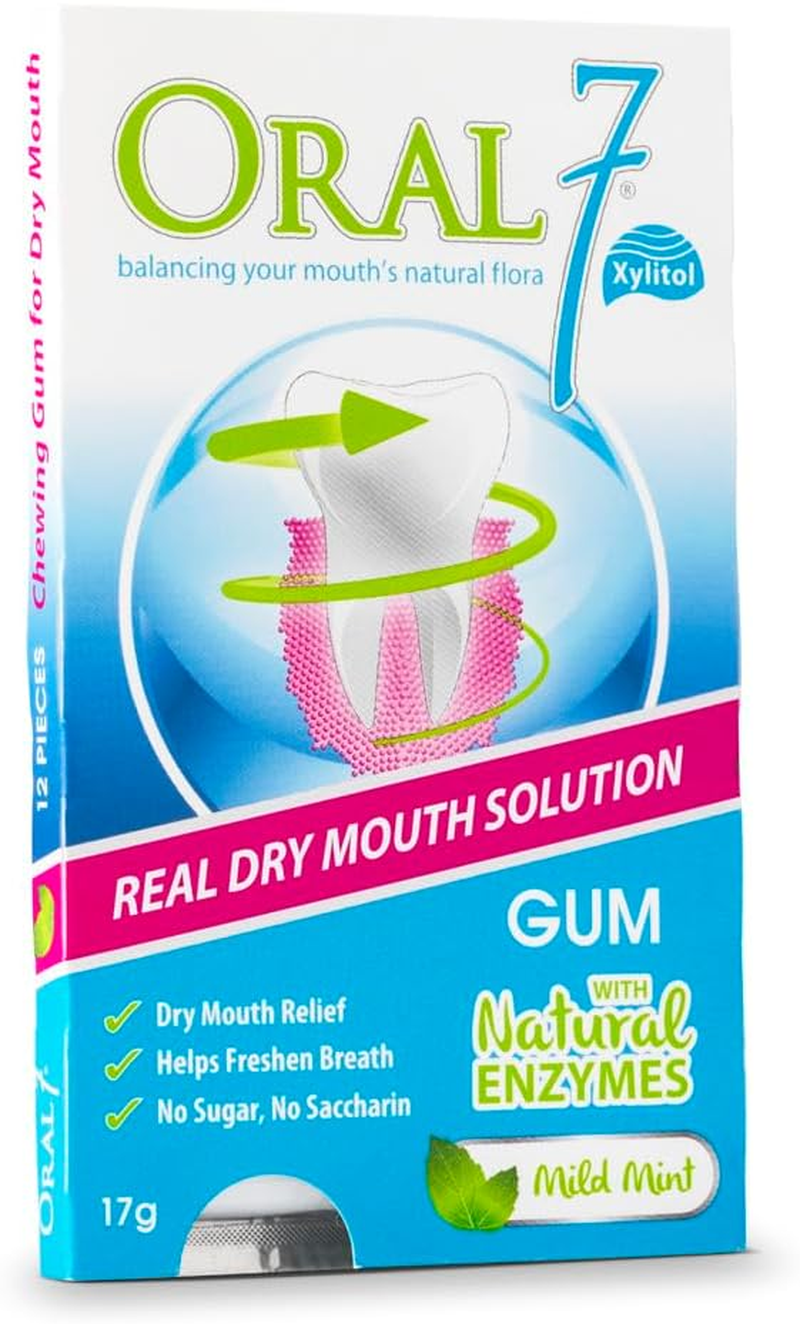 Oral 7 Moisturising Dry Mouth Gum with Active Enzymes (Pack of 12)