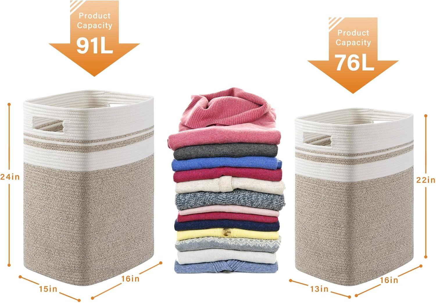 OIAHOMY Laundry Hamper, Large Laundry Basket 91L, Clothes Storage Basket for Blankets-Yellow, Yellow Variegated, FYL-D-P-02 image number 3