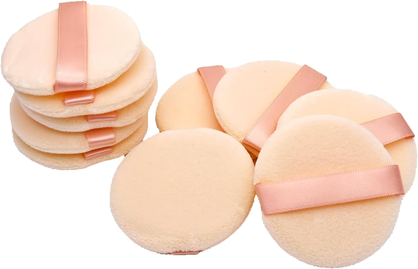 Ksvsonrvi Powder Puffs Set, 4PCS round Flocking Makeup Powder Puffs 2.16 Inches Replacement with Storage Box