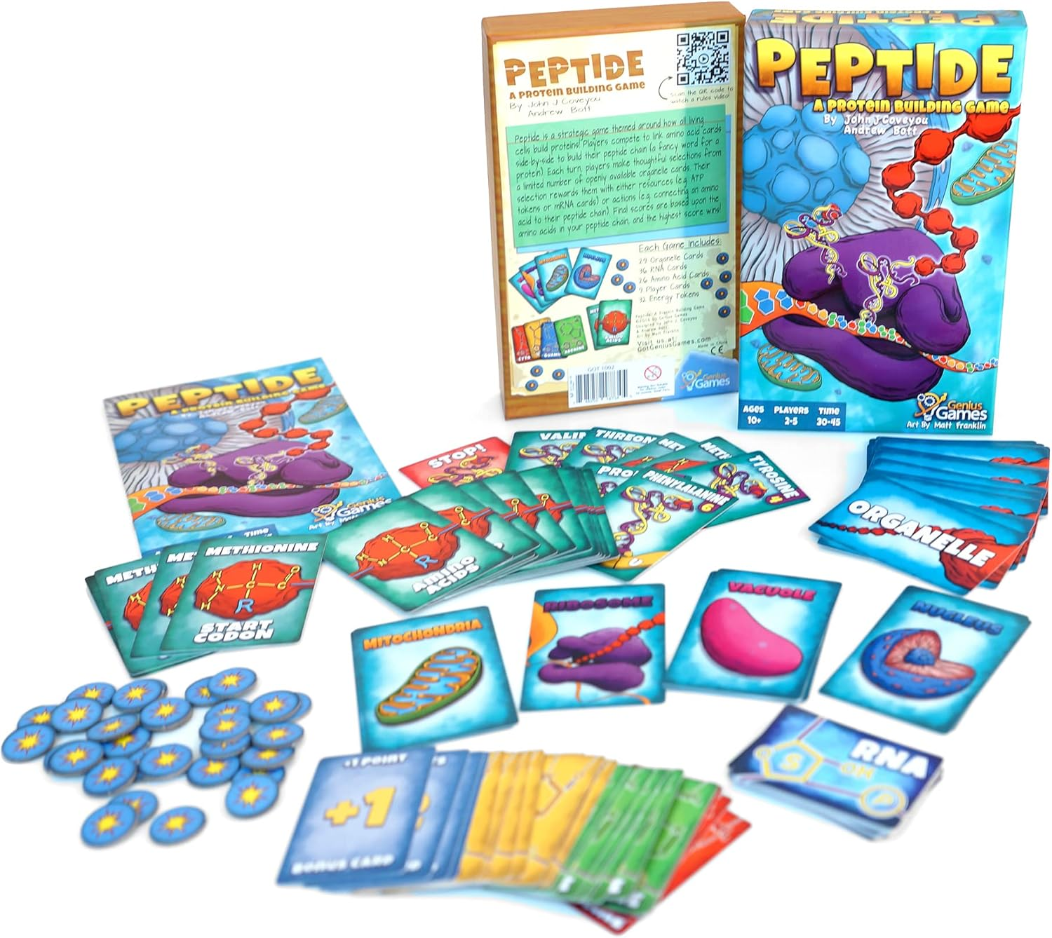 Genius Games GOT1003 Peptide a Protein Building Card Game, Red image number 4
