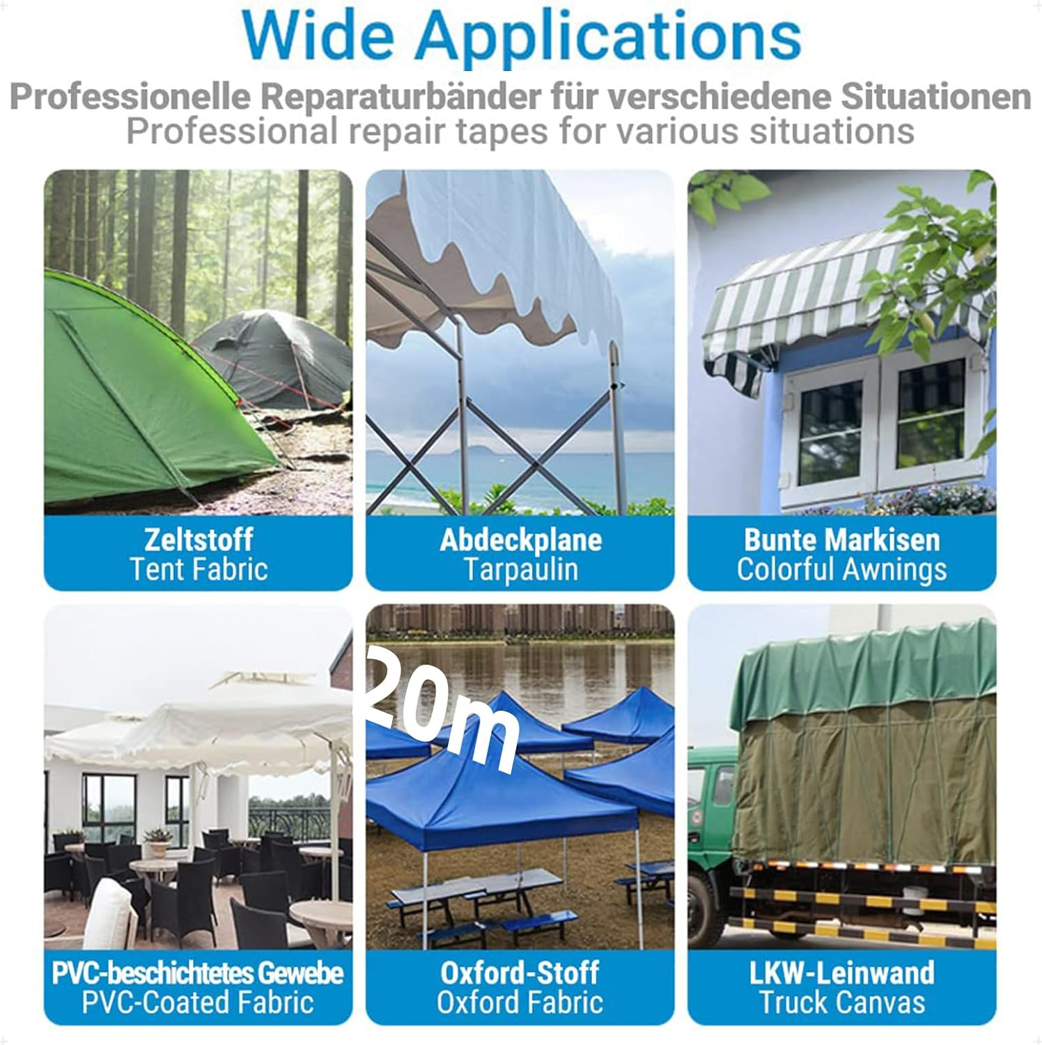 Ling-Luo Clear Waterproof Tent Repair Tape, Ultra Sticky Canvas Repair Tape 66FT X 3.1", Professional RV Awning Repair Tape, Tarp Repair Tape for Tents, Sail, Camper, Awning, Canopy, Tarpaulin image number 1