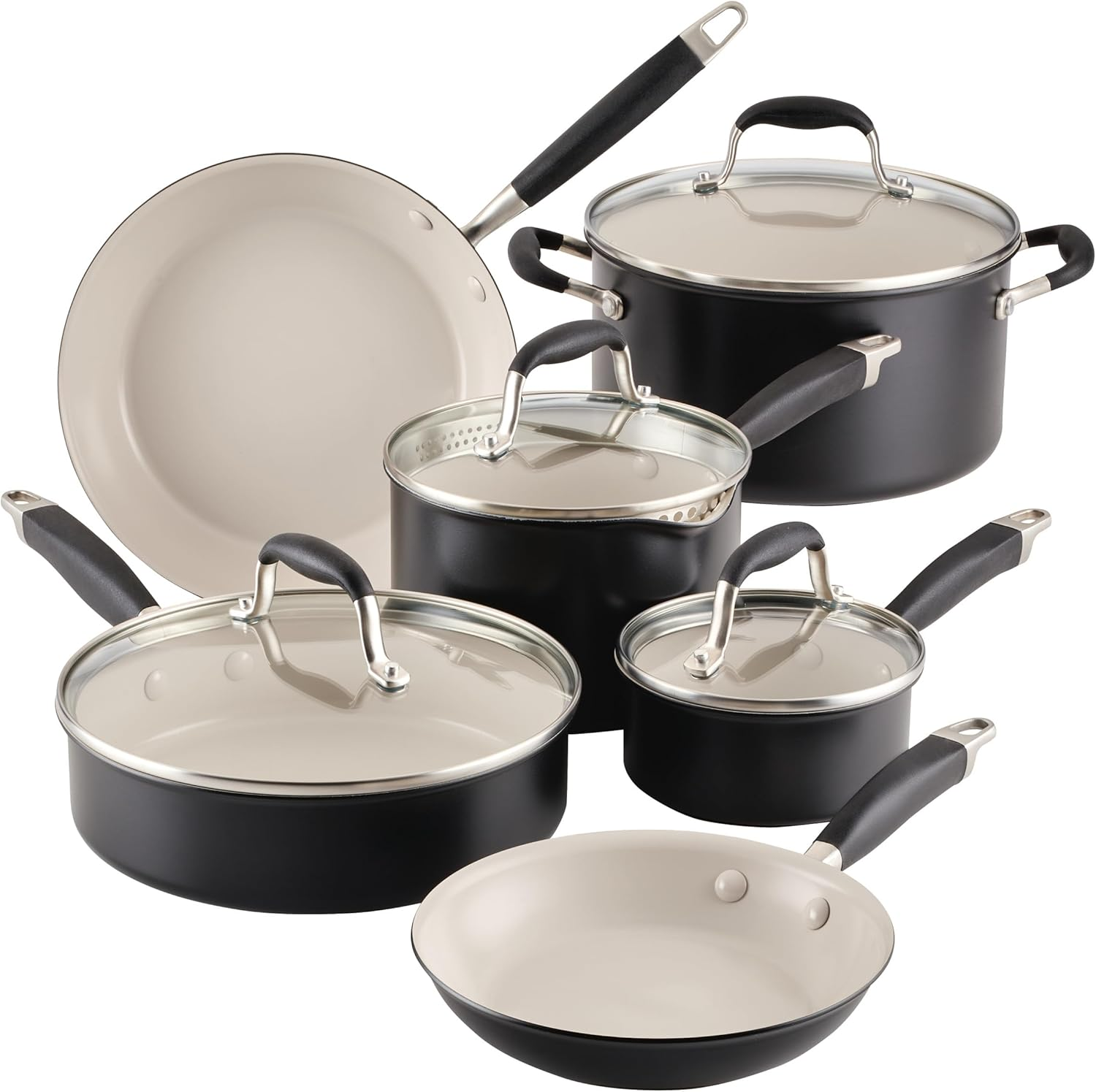 Anolon Advanced Nonstick Ceramic 10 Piece Cookware Set, Induction Compatible Pots and Pans Set, Dishwasher & Oven Safe image number 4
