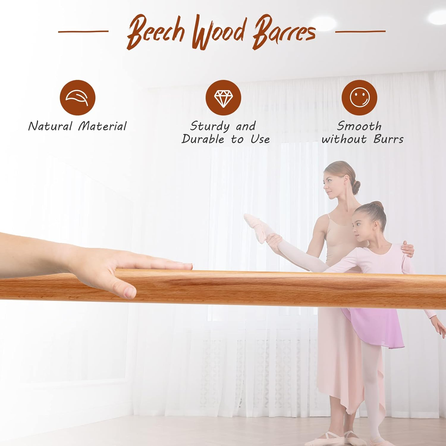 Costway 125 CM Portable Ballet Barre, Freestanding Dance Bar with 4-Position Adjustable Heights, Adjustable Freestanding Double Ballet Barre for Dancing & Stretching