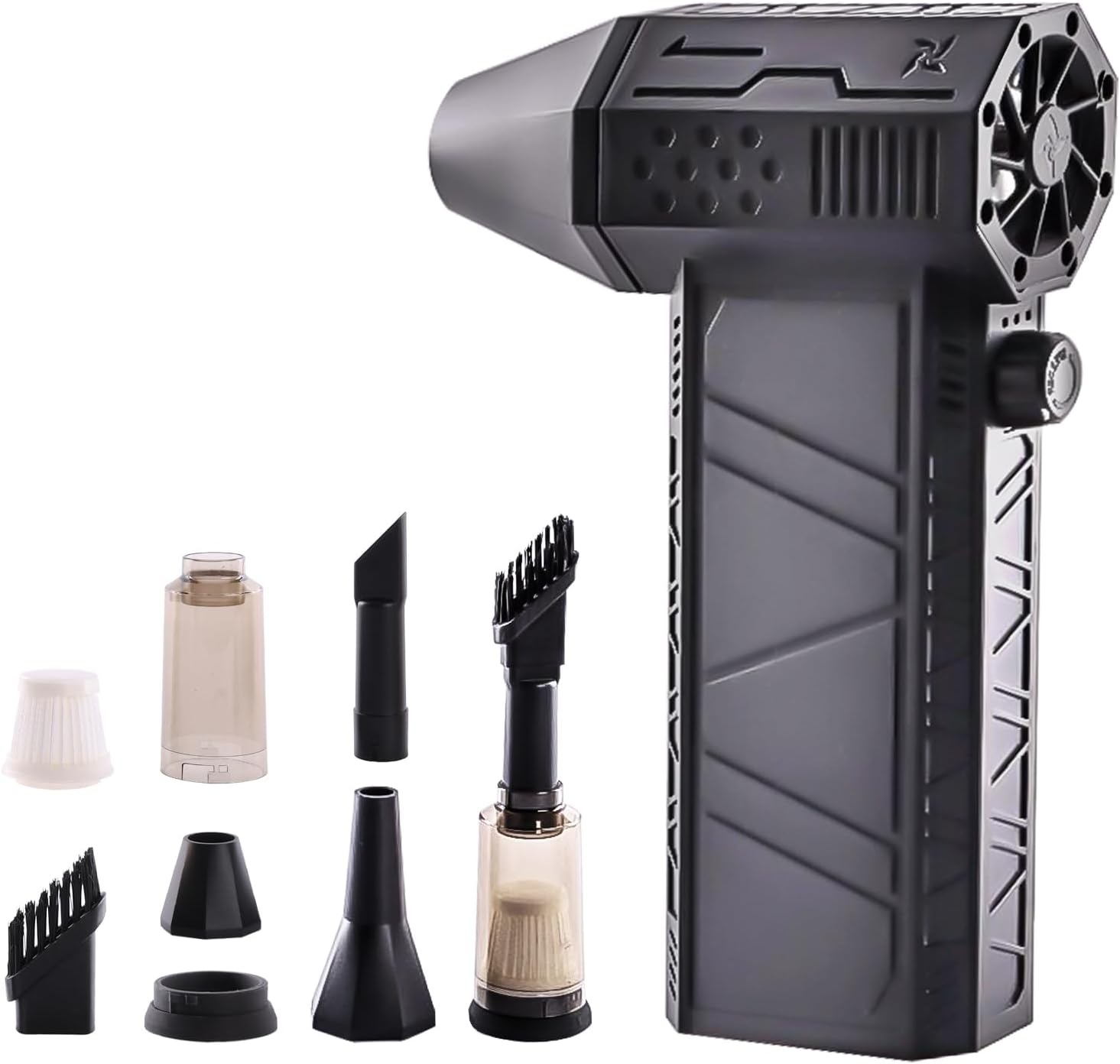 Compressed Air Duster, 130,000 RPM High-Speed Motor with Stepless Speed Control, Rechargeable Electric Turbo Jet Blower with Vacuum Cleaning Kit for Computers, Keyboards, Electronics, Snow, and Cars image number 2