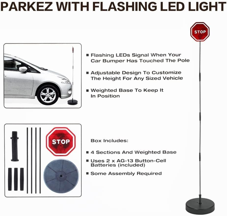 LED Light Parking Stop Sign,Smart Parking LED Garage Flashing Warning Stop Sign, Parking Assist LED Stop Sign Parking Assistant with Flashing Signal for Garage TCTX001 image number 1