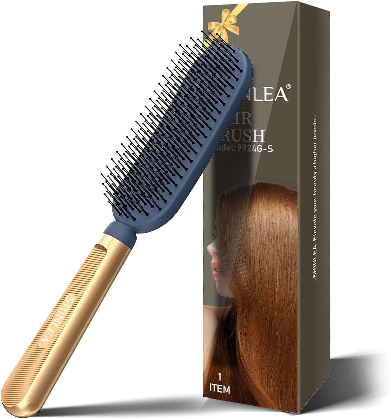 SHINLEA Detangler Fine Hair Brush, Massaging Scalp Hairbrush for Long Thin Curly Wavy Dry or Damaged Hair, Reduces Breakage, Eliminates Knots, Ball Tipped Bristles Hair Brush for Wet & Dry Hair