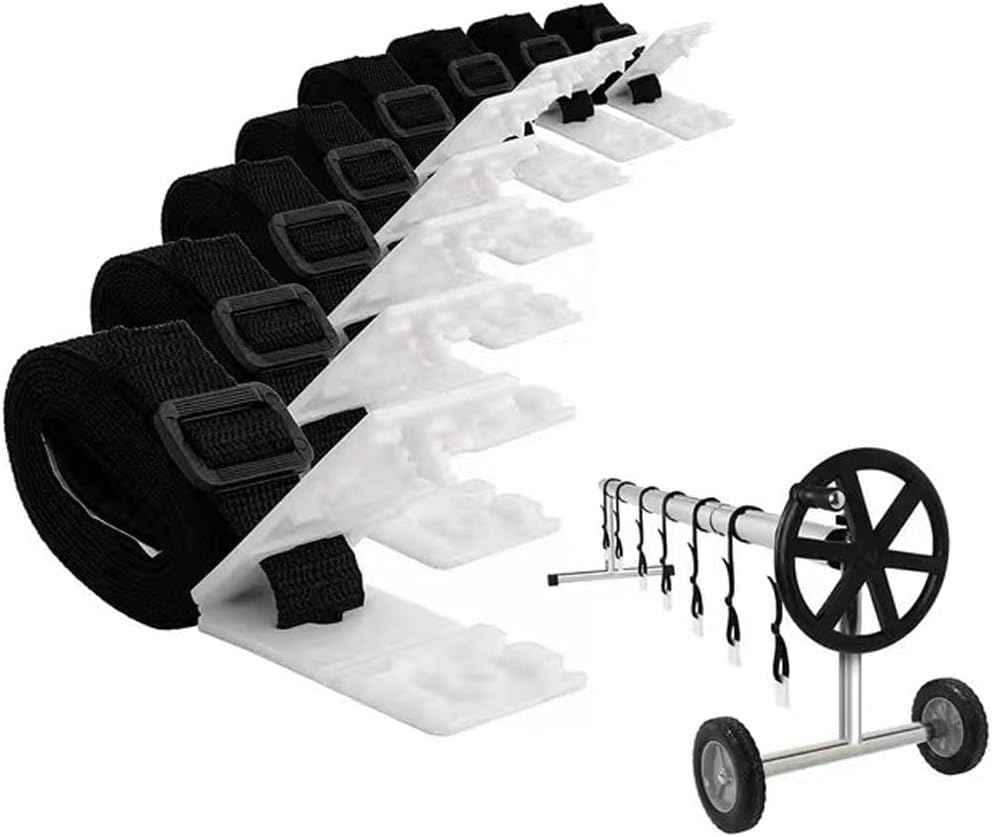 Pool Cover Roller Attachment Straps Kit with Nylon Straps and Metal Buckles Clips for Most Pool Covers & Reel Accessories for Home Office Travel Use - Kivano