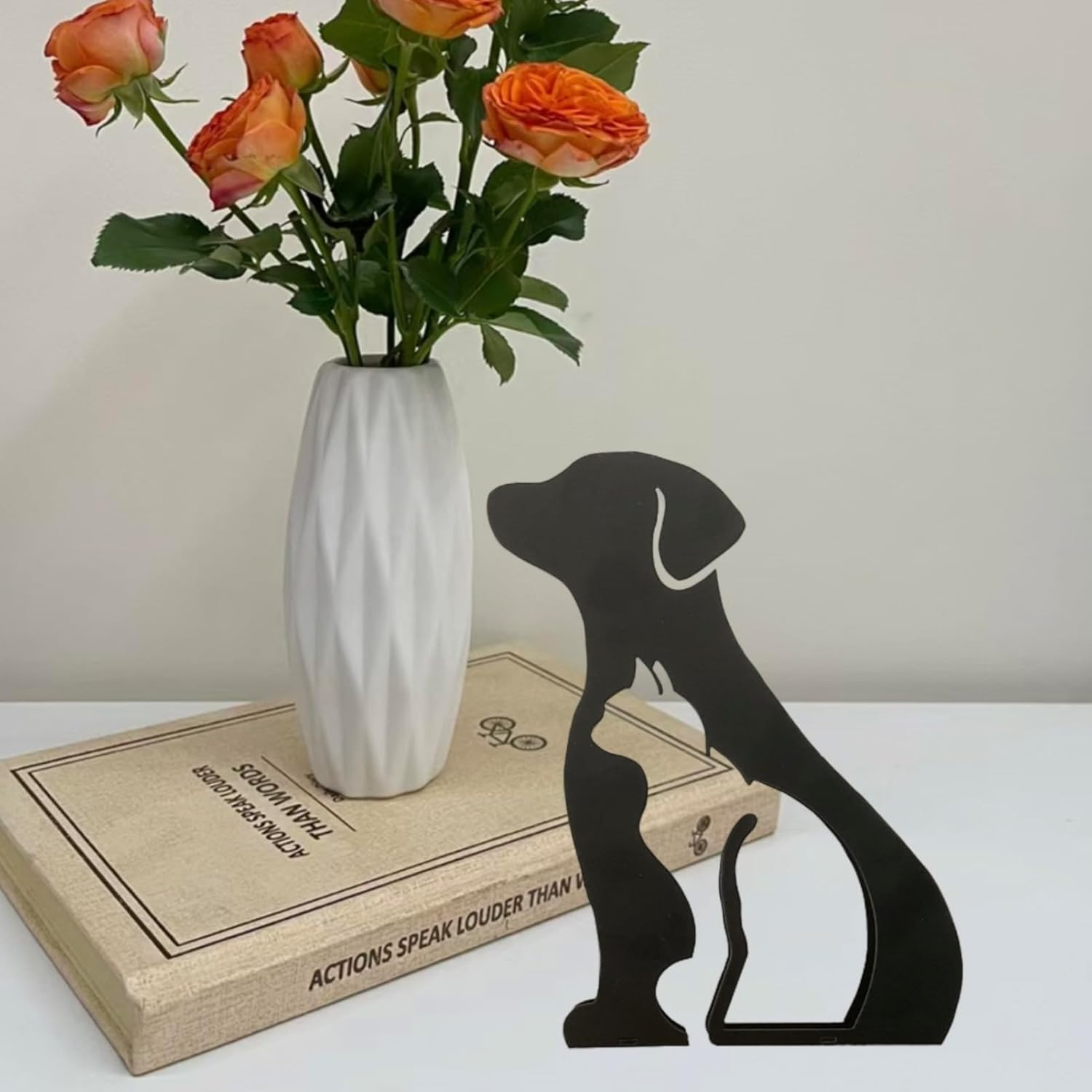 Metal Dog and Cat and Cat Minimalist Art Wall Sculpture, Abstract Simple Metal Wire Art Sculpture Geometric Dog and Cat and Cat Statues Drawing Art Statue Ornament Wall Art Decoration for Home Office image number 3