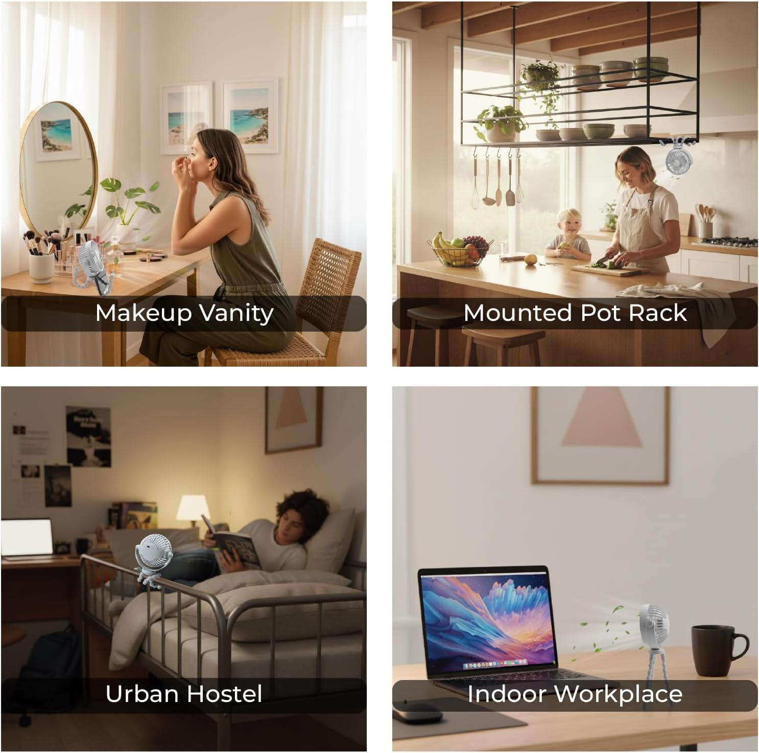 Portable Stroller Fan &ndash; 5000Mah USB-C Rechargeable, 15H Long Battery, Quiet&Baby-Safe Flexible Tripod, 360&deg; Adjustable Cooling for Pram, Nursery, Car Seat & Outdoor Travel (Cool Grey)