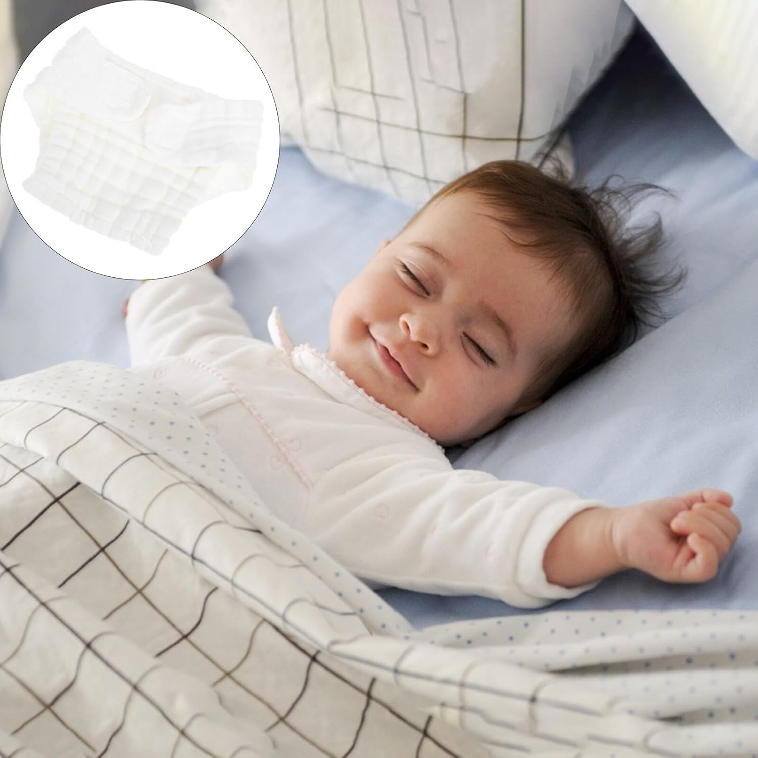 5Pcs Reusable Newborn Cloth Diapers Soft Cotton Washable Nappies Leak Resistant Moisture Barrier Lightweight and Portable for Newborns Months image number 6