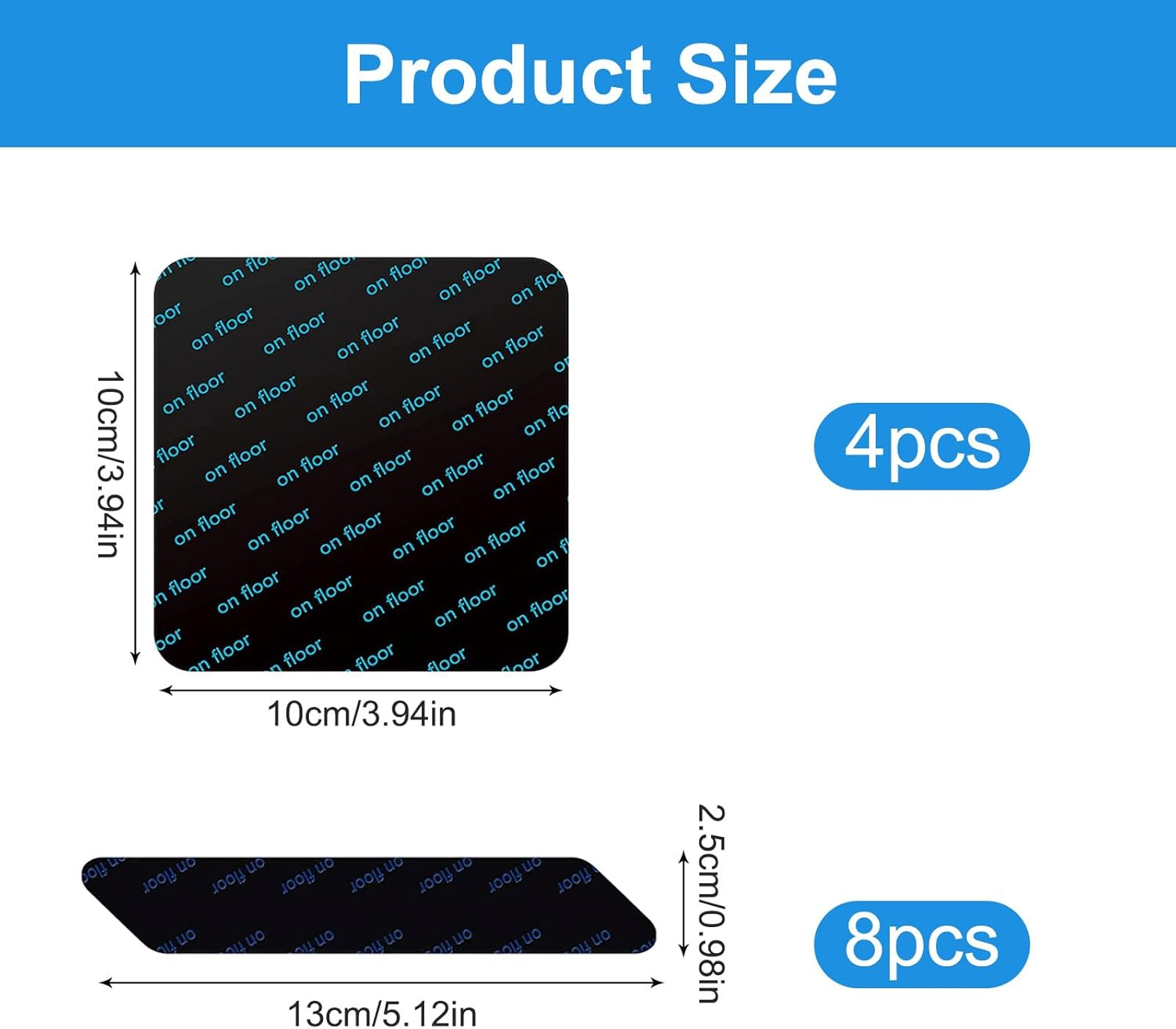 Rug Gripper 12 Pcs - Non Slip Carpet Tape for Hardwood Floors, Reusable Washable Double-Sided Adhesive, Anti-Curling Rug Pad (Black) image number 1