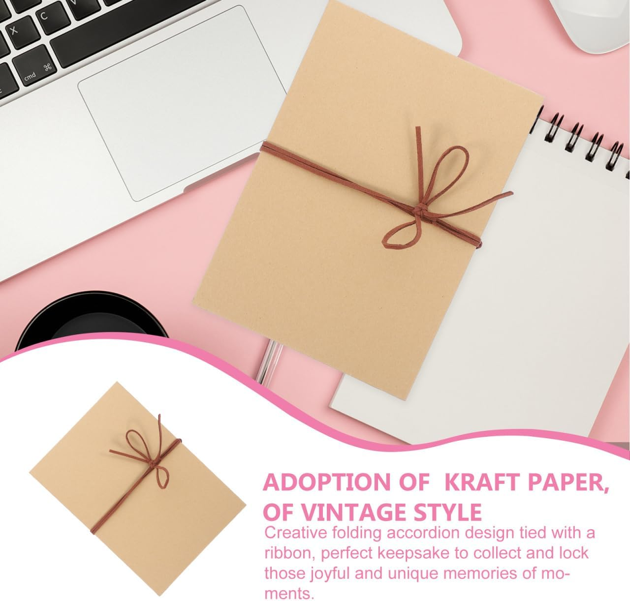 Hardcover Photo Albums, DIY Scrapbook Albums, Stretchable Folding Photos Collection for Wedding Anniversary Valentines Day (6 X 8, 36 Page, Black Pages) image number 4