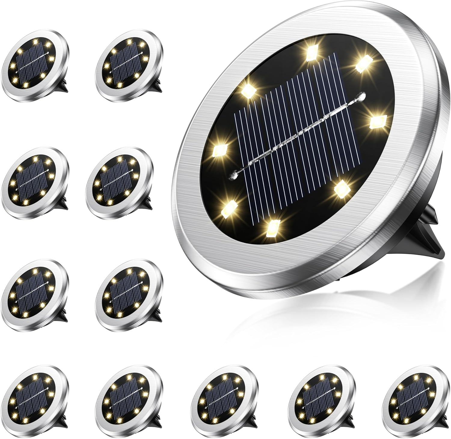 12 Pack Solar Ground Lights,Led Solar Pathway Light Outdoor,Solar Garden Lights,In-Ground Light LED Landscape Lighting for Pathway Patio Walkway Yard Lawn Deck (Warm White 12 Pack)