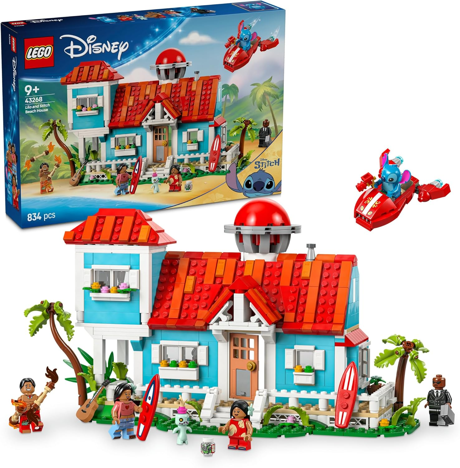 LEGO Disney Lilo and Stitch Beach House Kids Toy for 9+ Year Old Girls & Boys, Mini Doll House Building Set with Spaceship and 5 Minifigures, Collectible Movie Memorabilia for Room Decor 43268 image number 4