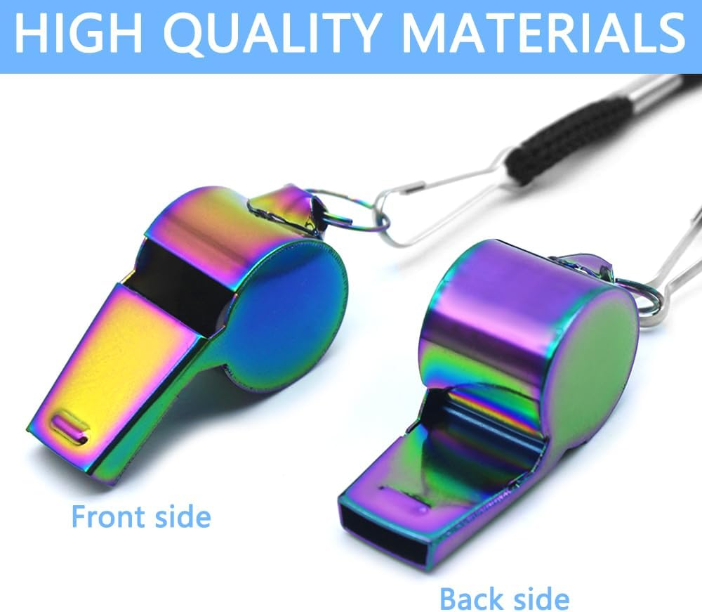 AFUNTA 4 PCS Whistle, Stainless Steel Coach Whistle with Lanyard, Loud Whistle for Emergency, Women, Refereeing, Footballing, Pet Training image number 1