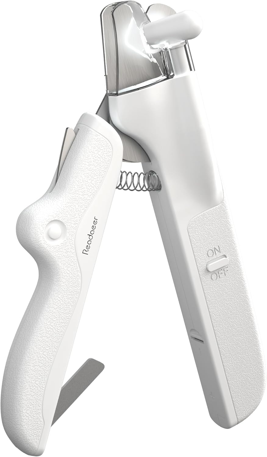 READAEER LED Light Pet Nail Clippers and Trimmers with Safety Guard to Avoid Over-Cutting, Free Nail File, Dog Cat Nail Clippers with Lock Switch (White) image number 1