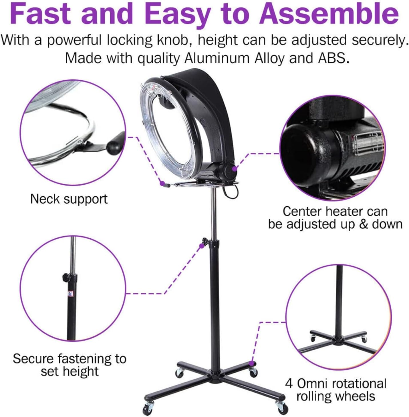 Standing Hair Dryer Accelerator 360 Rotating Halo Rolling Salon Equipment AU image number 6