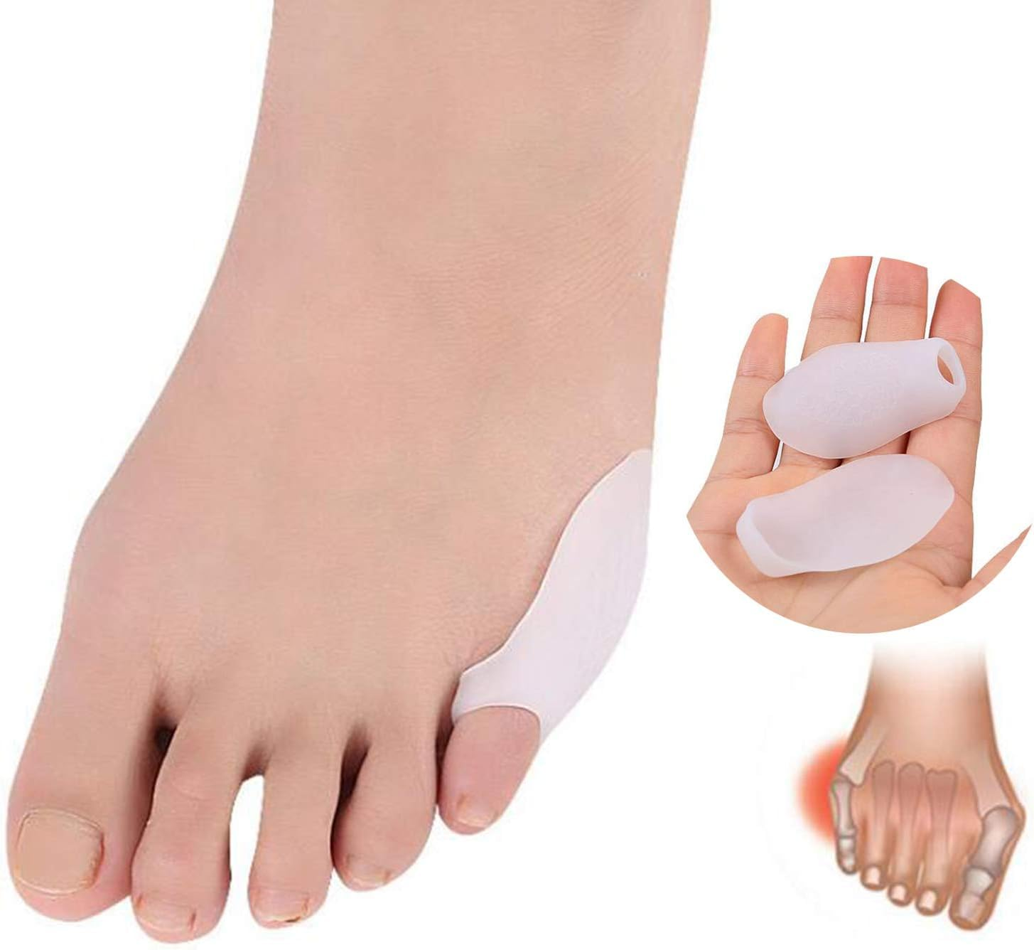 2 Pairs Pinky Toe Protector Bunion Corrector New Material Gel Little Toe Separator Bunionette Cushion Sleeve Splint for Overlapping Toe, Pinky Hammer Toes. image number 3
