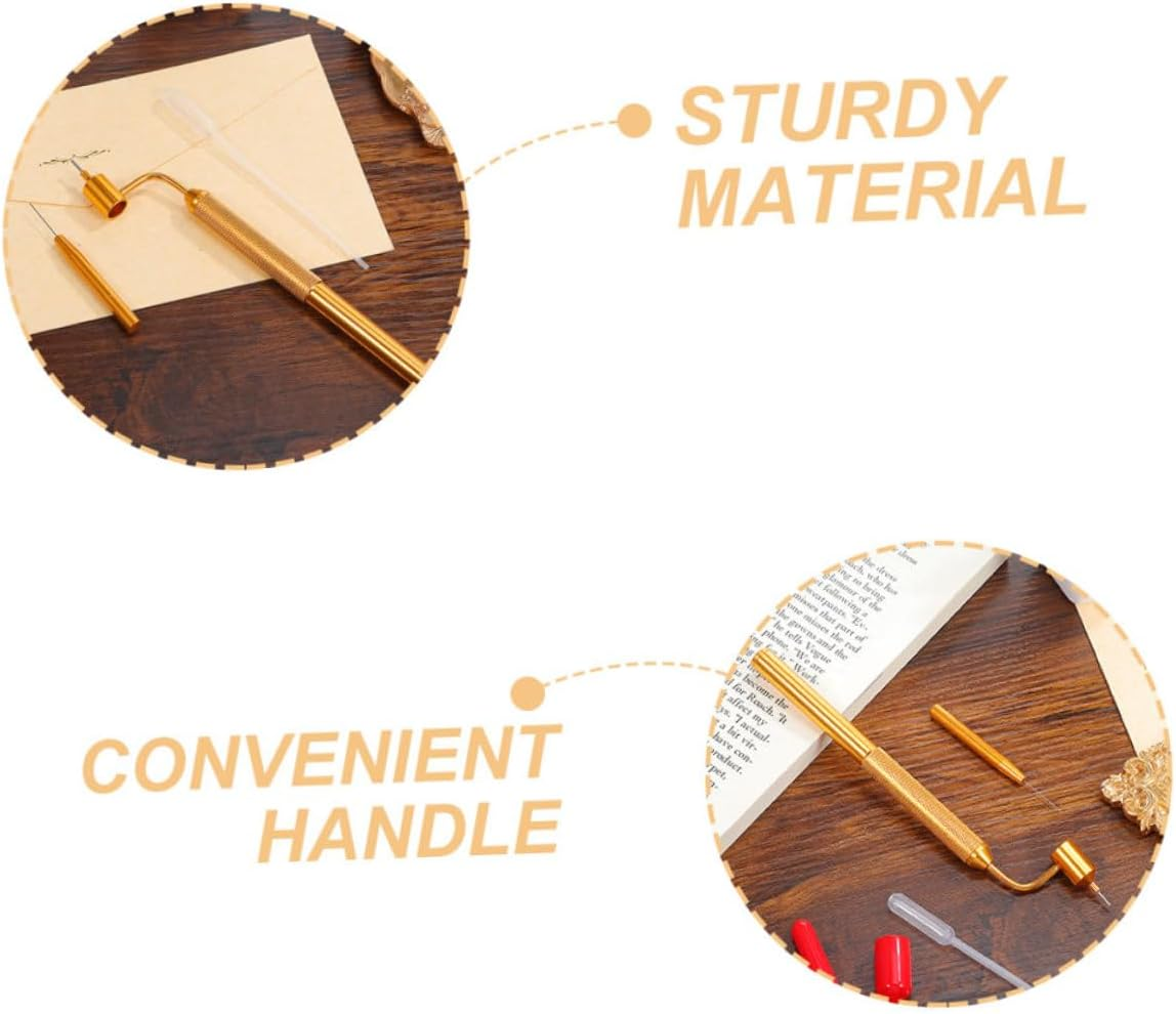 2 Sets Car Scratch Repair Paint Pen Needle Dropper Fillable Paint Applicator for Small Scratches Rock Chip Repair Tool in Gold (0.5Mm Tip)