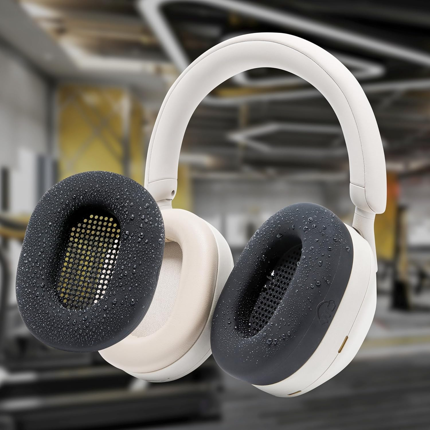 WC Sweatz XM5 - Patented Earpad Sweat Covers for Sony WH1000XM5 by Wicked Cushions | Full 360 Earpad Protection | Sweatproof & Easily Washable | Black - Black image number 4