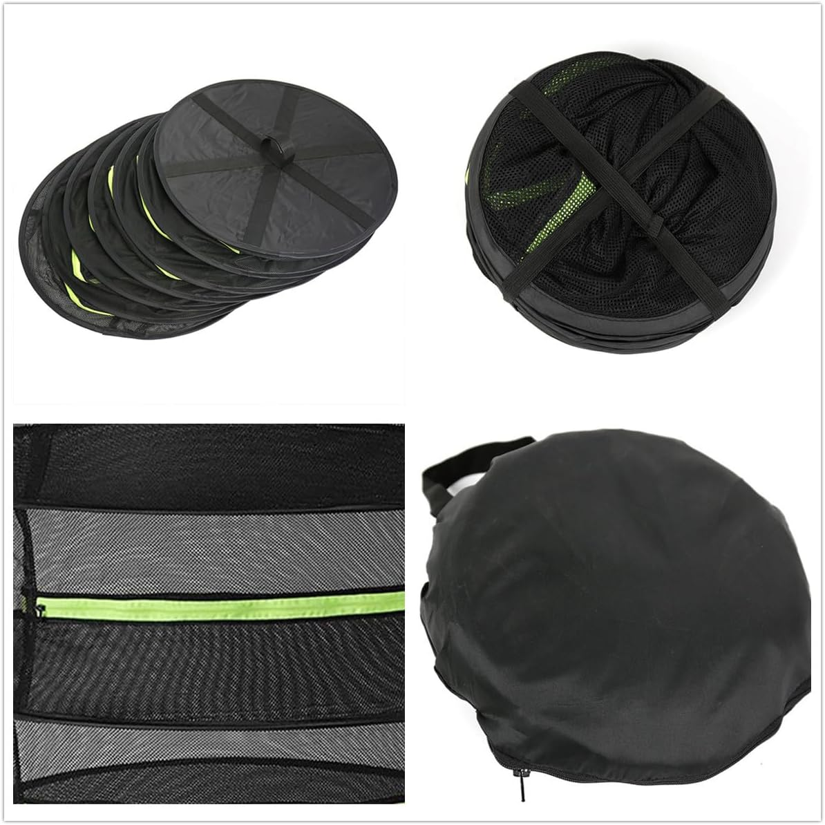 4 Layer Herb Drying Rack,Hanging Plant Drying Net with Green Zippers,Foldable Mesh Rack,For Drying Flowers,Vegetables, Herb,Garden(24X24X31.5Inch) image number 5