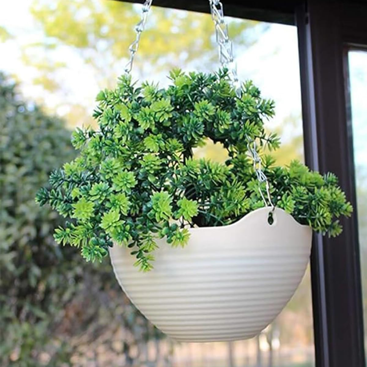 5 Pack Hanging Planters,8'' Hanging Plant Pots Baskets,With Hanging Chains and Drainage Plugs,For Flower Plant Lovers,Indoor Outdoor Flower Plant Pot Containers,Come with Free Mini Garden Tools Set image number 2
