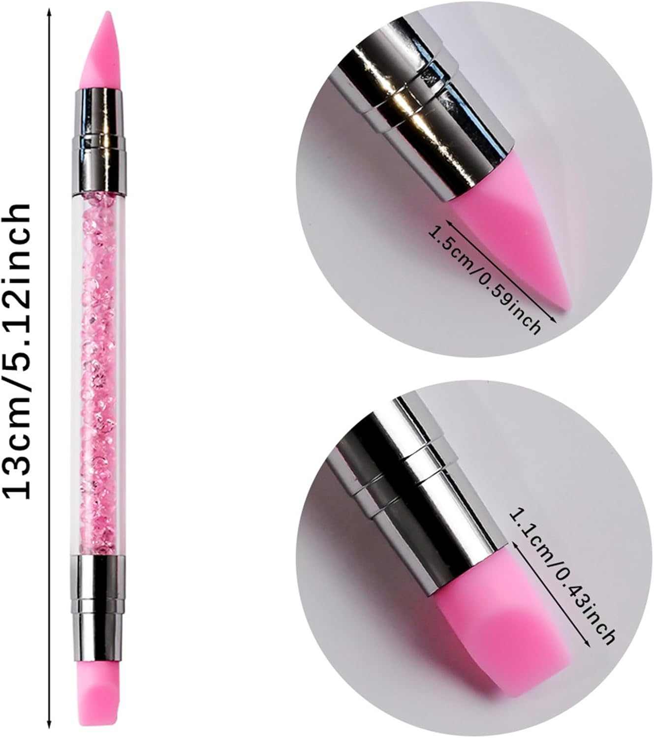 Tuxuseo Silicone Nail Tool - Double-Sided Rhinestone Nail Polish Engraving Pen, Manicure Accessories with Non-Slip Handle as Aid for Modelling Drawing and Shaping image number 5