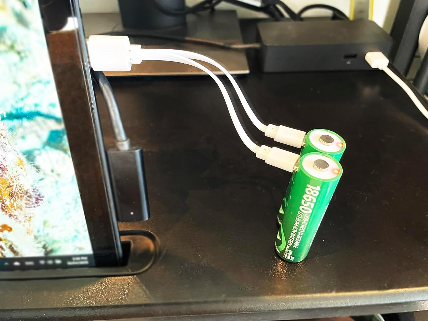 18650 Battery Lithium Ion 2 Pack BMS Protected Smart LED 3.7V 8100Mwh USB-C Rechargeable with Charging Cable, No Charging Box Needed! image number 1