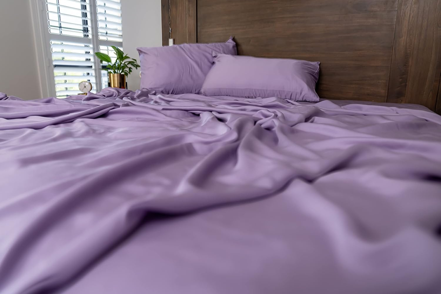 100% Lyocell Bedsheets Luxurious Feel Single Size Purple Flat Bedsheet Solid Colour Bedding & Linen Tencel Flat Sheet &hellip; image number 3