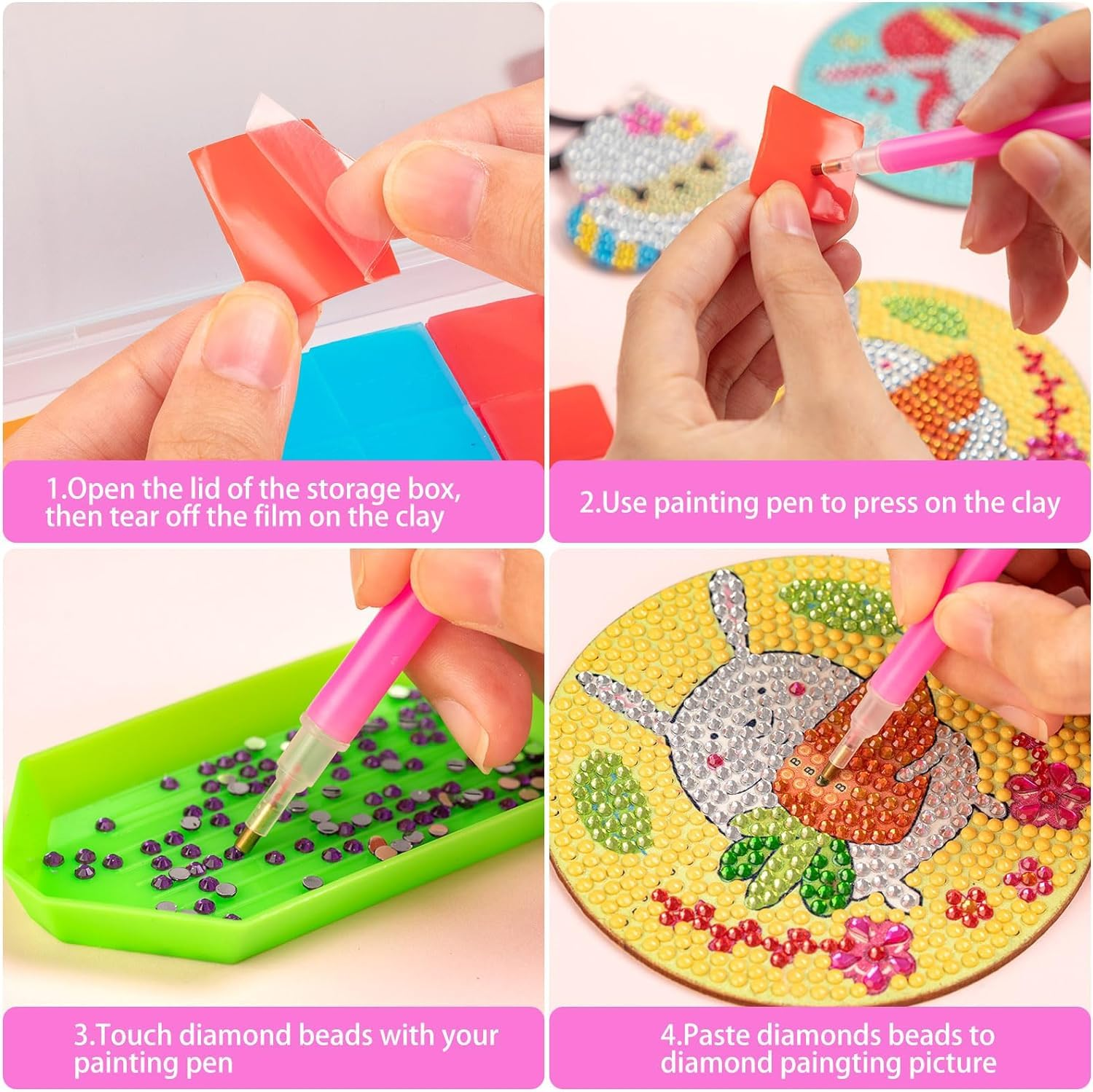 100 Pcs Diamond Art Wax, Red Painting Glue Clay DIY Diamond Embroidery Wax Tool Set with Storage Box for Embroidery Accessories Tool Set, Diamond Dot Projects (1 In) image number 2