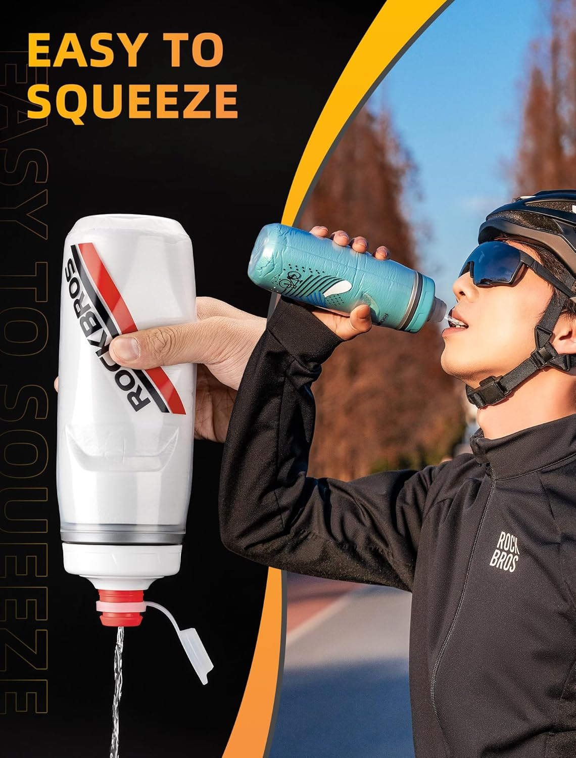 ROCKBROS Bike Water Bottle 21Oz Bicycle Water Bottle for 5Hrs Insulation Sports Squeeze Water Bottle with Leakproof Design image number 4