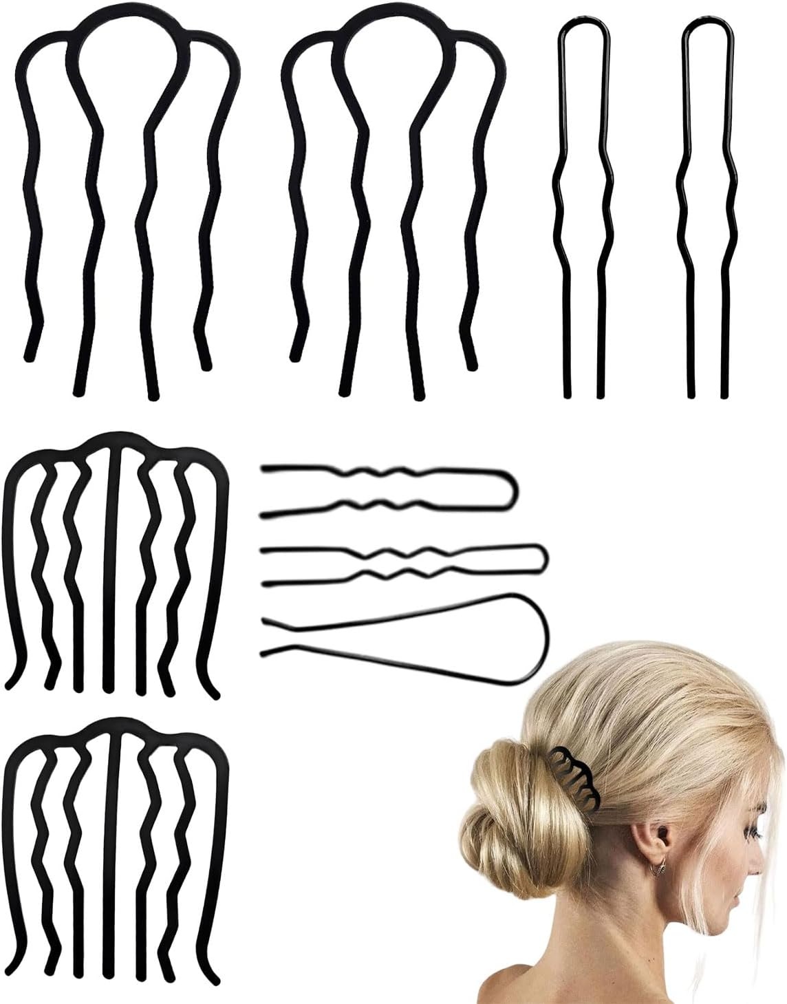 MYGLOAR 9 Pcs Metal Hair Combs Hair Combs 4 Sizes Hair Accessories Combs for Women and Girls image number 2