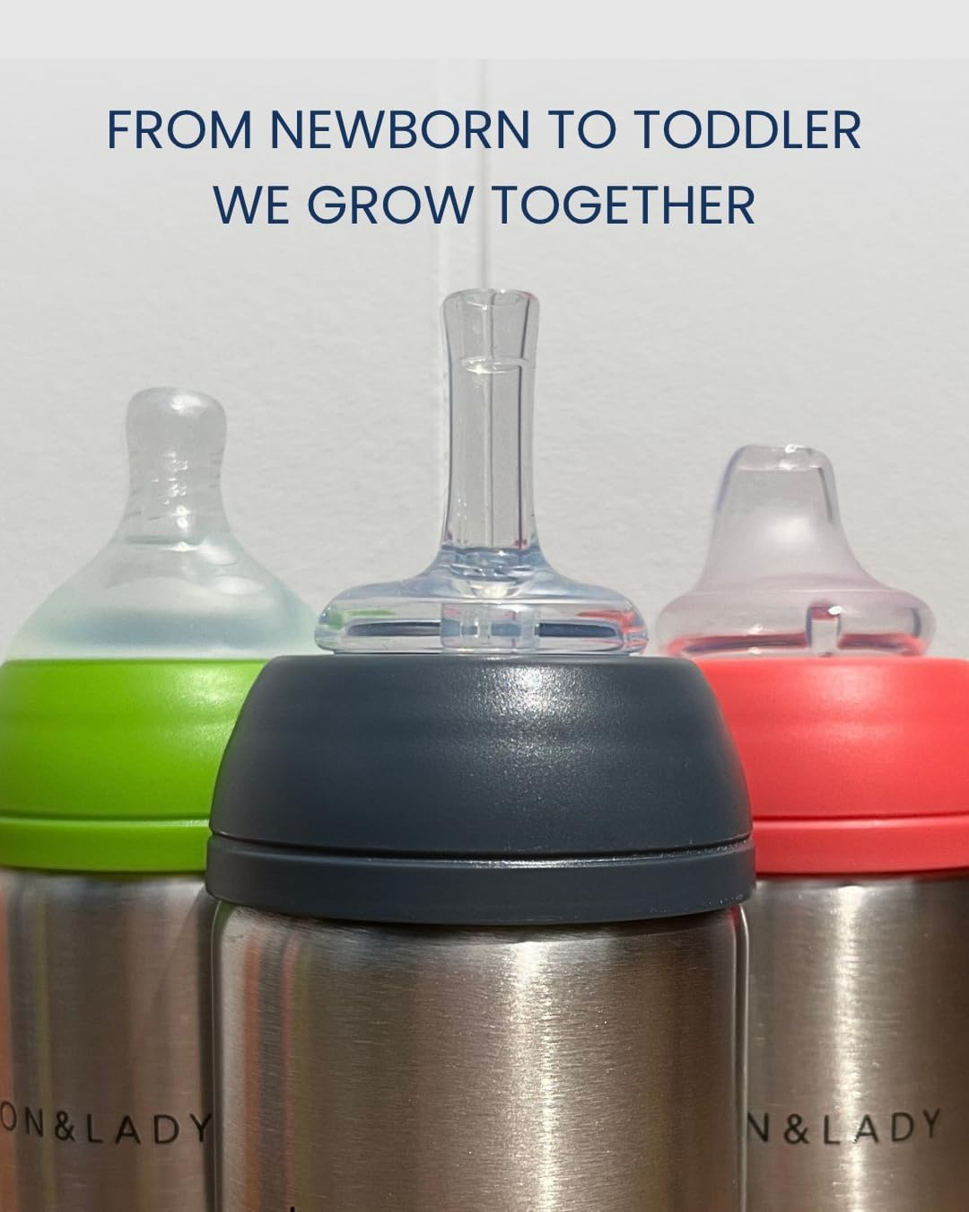 Lion & Lady 18/8 Stainless Steel Baby Bottle - 350Ml (Mint) - French Navy image number 7