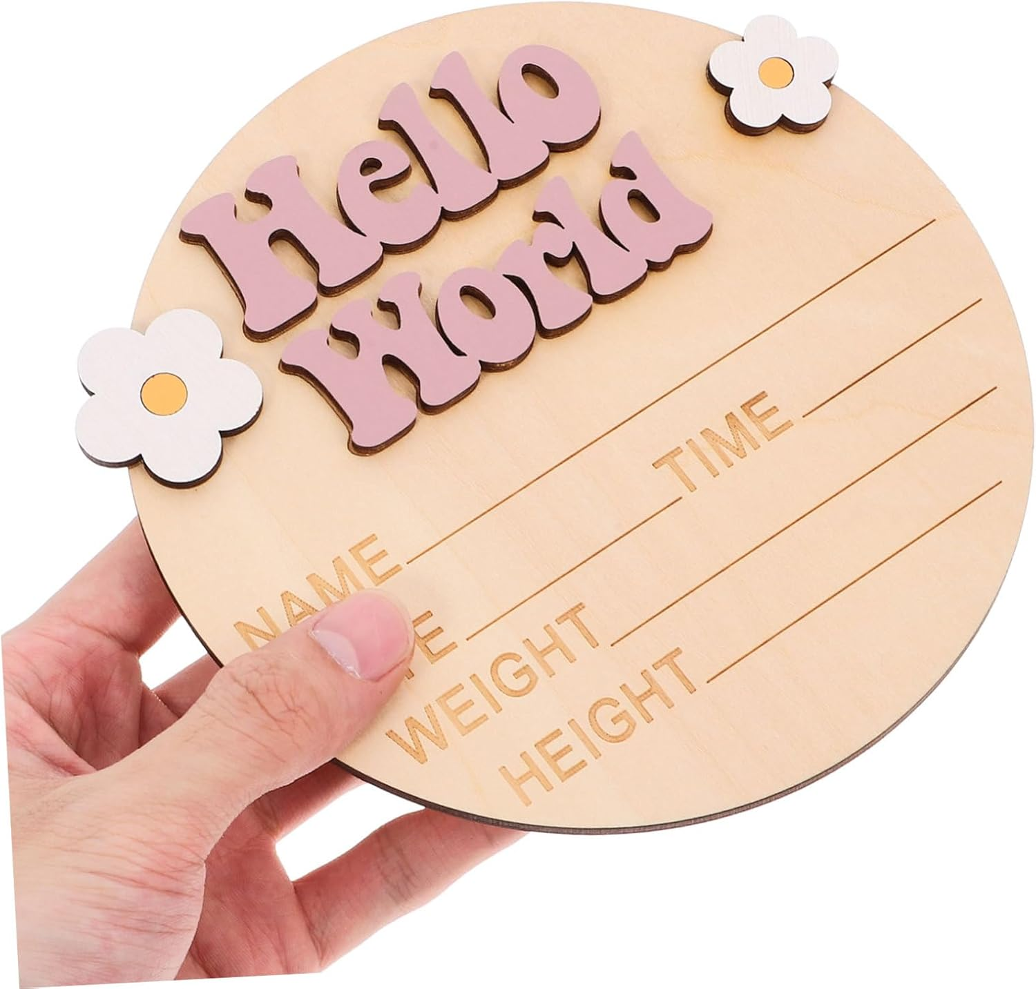 HANABASS Rustic Wood Baby Announcement Sign Flower Decor Newborn Birth Announcement Photo Prop for Nursery Baby Name Sign Card and Welcome - Multi image number 5