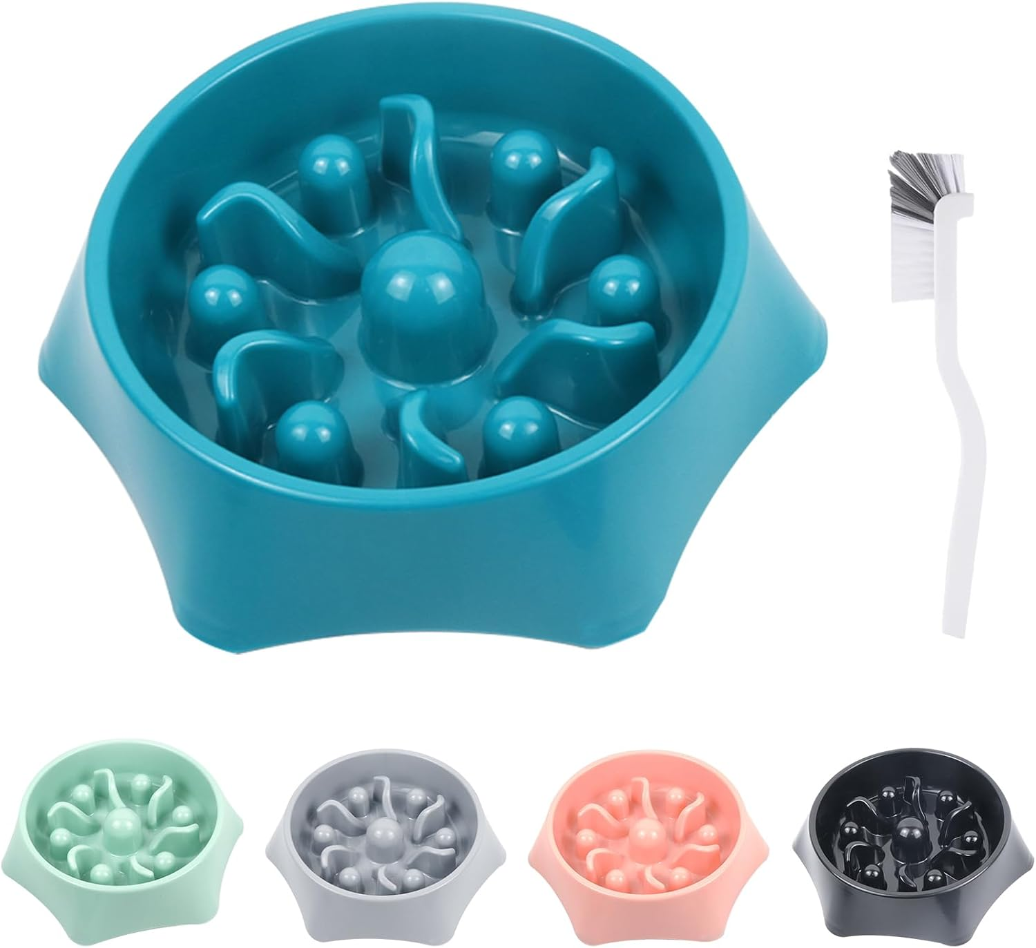 Slow Feeder Bowl for Dogs and Cats Non-Slip Design with Smooth Interior Pattern Helps Reduce Eating Speed for Cats and Small to Medium-Sized Dogs Idea for Heathy Eating (Blue)