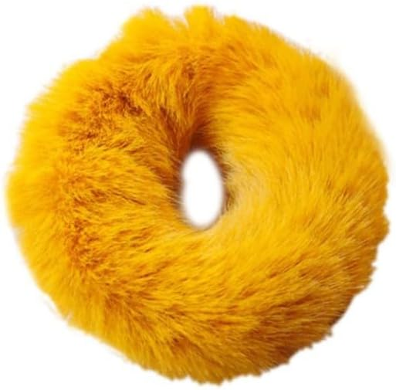 PTNKUIIY Pack of 10 Plush Hair Bobbles Fluffy Elastic Hair Bobbles Scrunchies Hair Bands Hair Accessories Hair Bands Rope Ponytail Holder Hair Accessories for Girls Women Baby Children Yellow image number 3